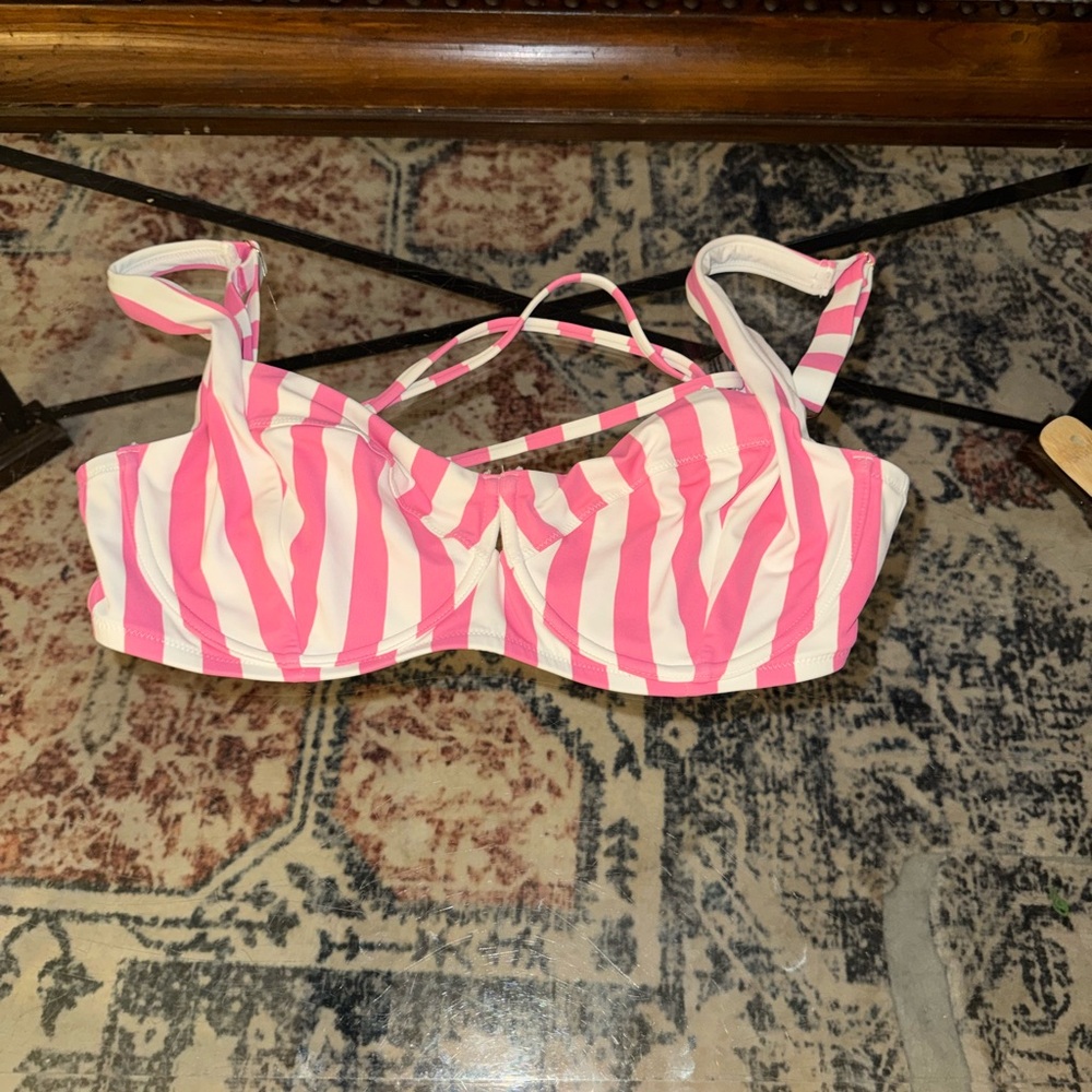 Victoria's Secret Pink and White Striped Underwire Bikini Top